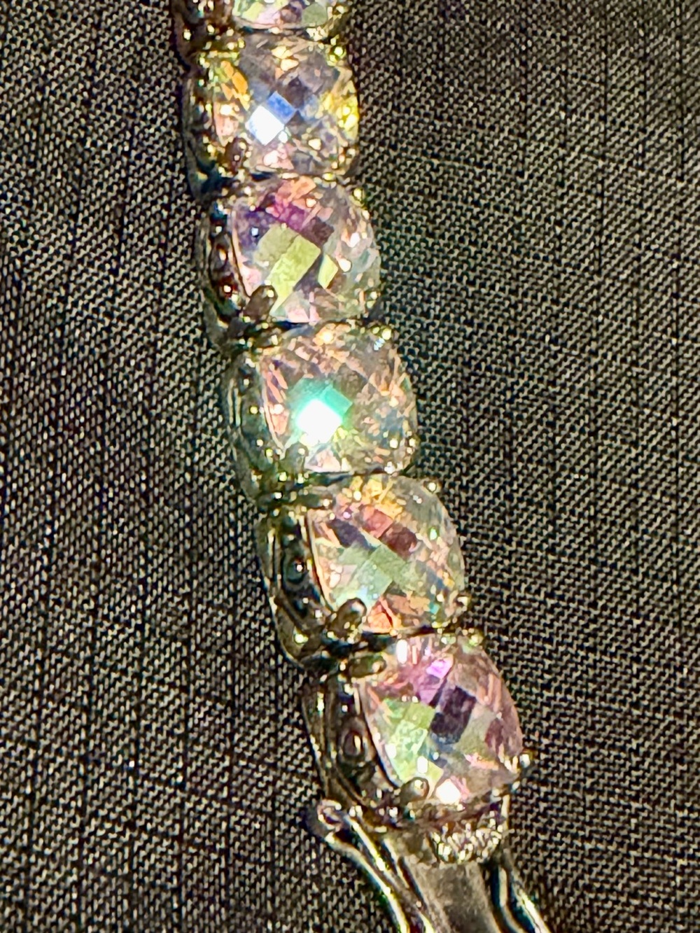 Unicorn Aurora Borealis Crystal Tennis Bracelet Iridescent Silver Gold Tone - Picture 2 of 4